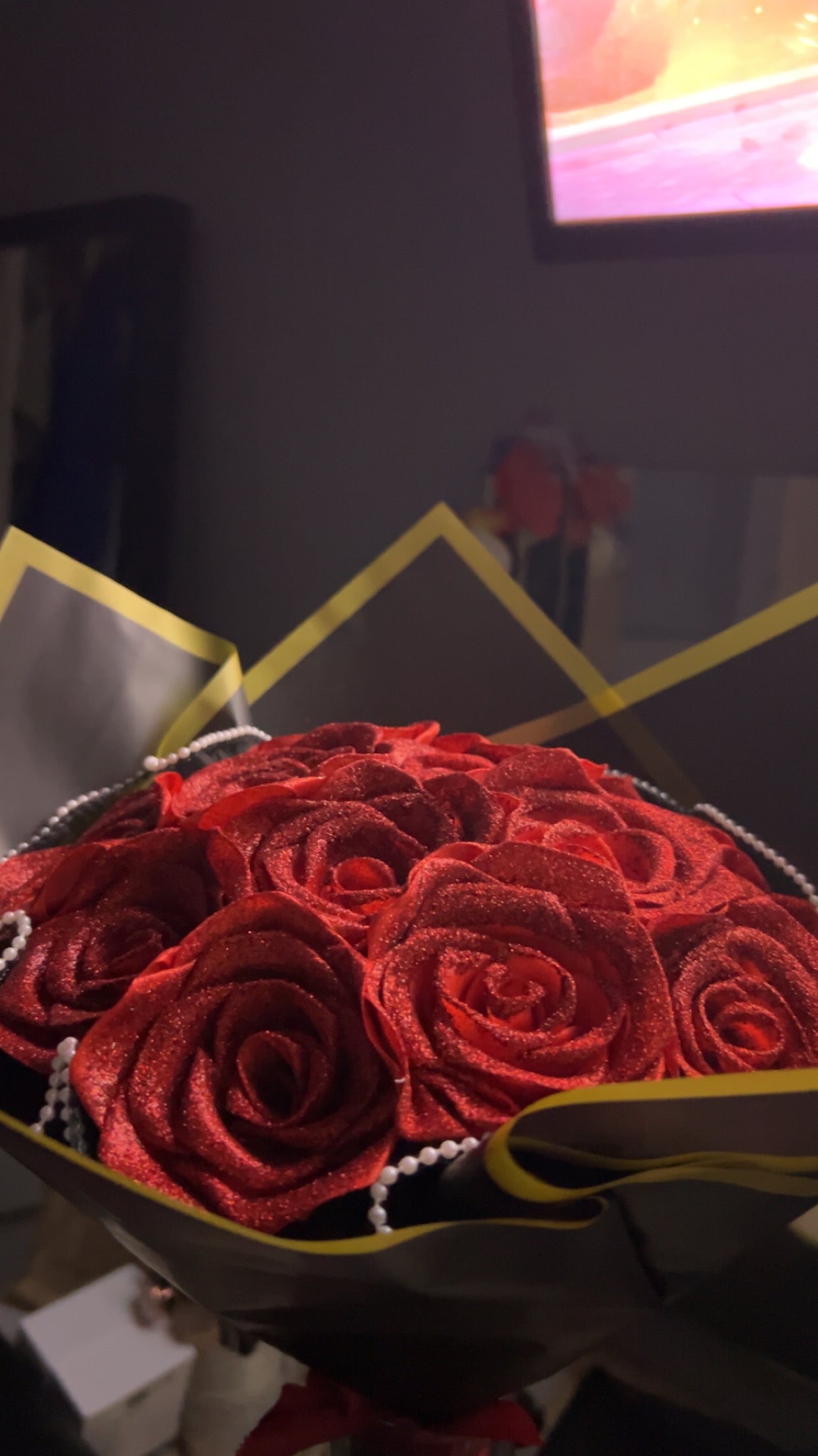 Bouquet fleurs à paillettes♥️